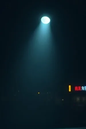 《雾港来信》港口夜戏的竖版主视觉，蓝色调调度室与远处灯塔